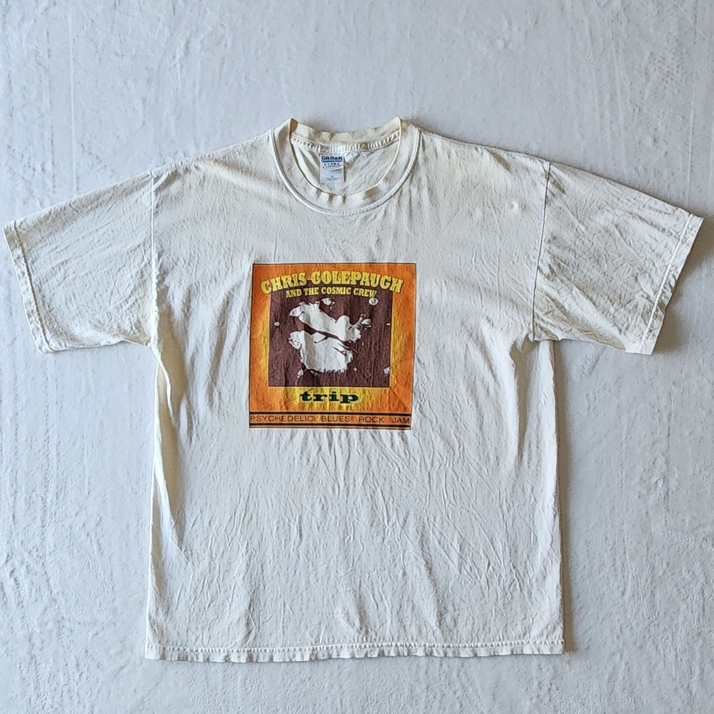 Chris Colepauch Cosmic Crew Band Shirt Mens XL Trip 2001 Album‎ Canada Yellowing